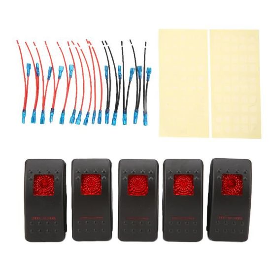 Lot De 5 Interrupteurs à Bascule Ronds 12V - Mini, 2 Broches, Pour Voiture, Camping-car, Moto, Bateau - 6