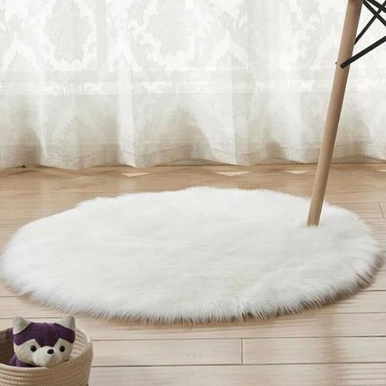 Blanc 50cm - Tapis de sol rond doux antidérapant lavable moelleux pour salon-chambre