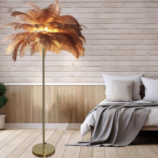 Jeffergarden Plume Lampe De Table Interrupteur Tactile USB Plume D'autruche Lampe 3 Couleur Gradation Lampe De Bureau Avec Base En Metal Dore 30pcs Plume 73785757