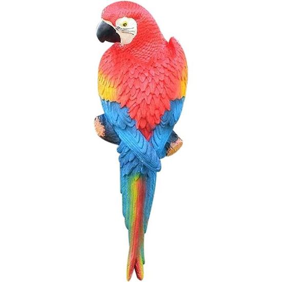 Statue De Perroquet Décoratif Jardin - 40x27 Cm, Couleur Rouge, Décoration Extérieure Réaliste En Mousse - 11