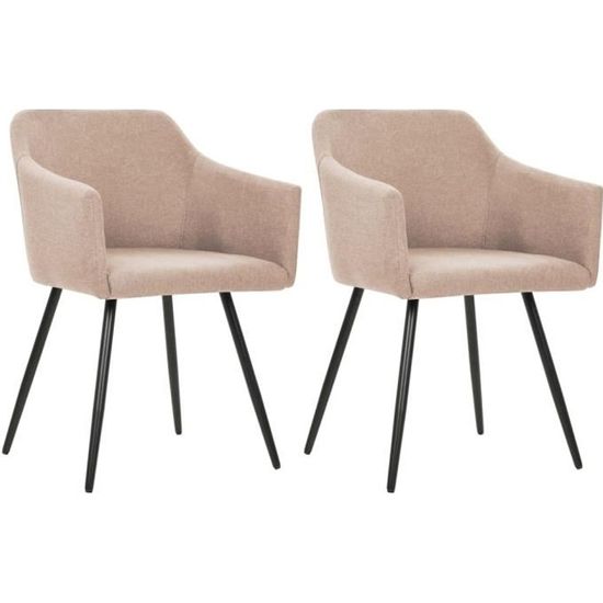 2 x Chaise de salle à manger Professionnel - Chaise de cuisine Chaise Scandinave Taupe Tissu &5084