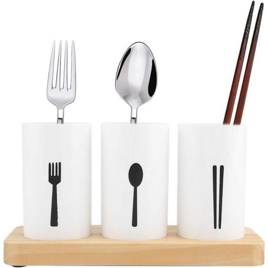 Porte-Ustensiles Cuisine 4 Compartiments – Base Diatomite Séchage Rapide, Comptoir Ou Mural, Organisateur Noir Mat XXL