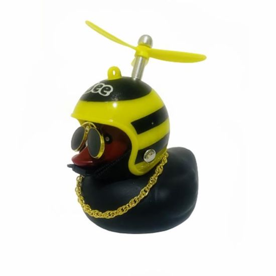 Figurine Canard Jaune Mignon Avec Casque Requin - Déco Voiture, Motos, Bureau | Cadeau Enfant Humoristique