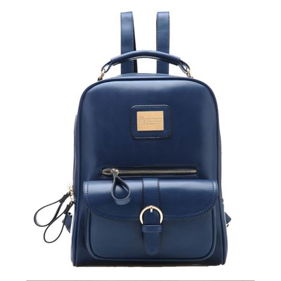 Sac à Dos Femme KARA En Cuir Bleu - Taille Moyenne - Neuf Avec Étiquettes