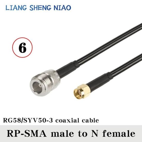 Câble coaxial RG58 TNC mâle vers N mâle femelle,connecteur en queue de over,ligne de câble mâle Câble coaxial RG58 TNC mâle vers N mâle femelle,connecteur en queue de over,ligne de câble mâle