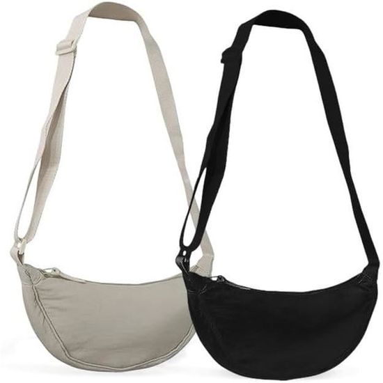 Sac Bandoulière Femme Croissant En Velours - FITDON, Réglable, Multiple Poches, Taille L (34x24 Cm)