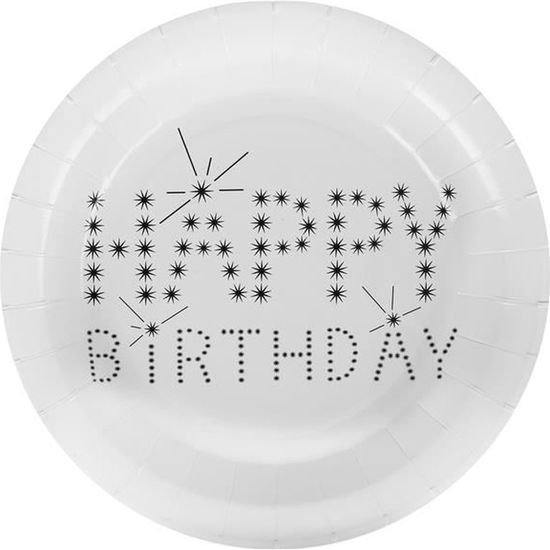 10 Assiettes Anniversaire Argentées 22.5cm - Décoration Fête Métallisée