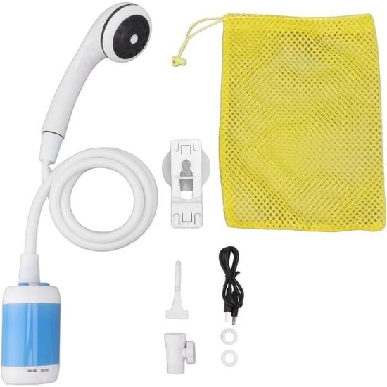 LYCEBELL Douche Camping Portable 12V – Pompe Douche Extérieure Batterie 4800 MAh, 110-180 Min D'Autonomie, Idéale Randonnée, Plage, Caravane, Animaux
