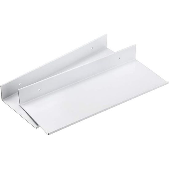 Lot De 2 étagères En Verre Trempé Blanc - 300x100 Mm - Supports Chromés Inclus - Pour Salle De Bain, Cuisine, Chambre - 8