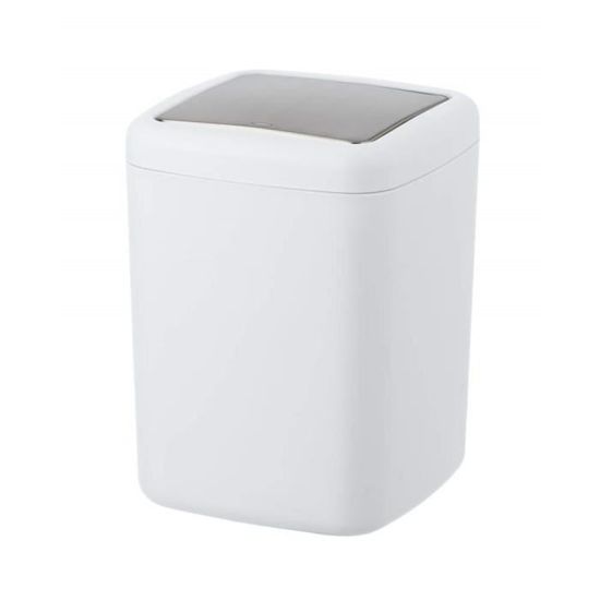 Poubelle Salle De Bain WENKO Gara 6L - Design Vintage | Acier Blanc | Couvercle Amovible