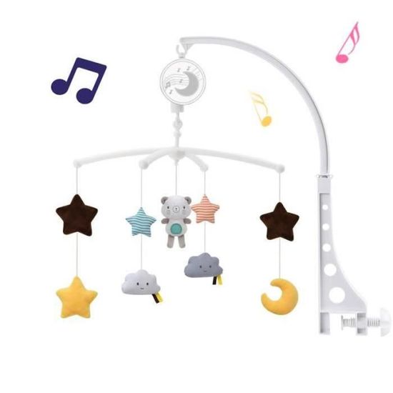 BTH12744-Swonuk 10 pcs Mobile musical pour lit bébé, poussette rotative chevet cloche hochet jouet avec musique douce pour nou