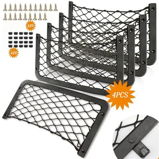 Filet De Rangement Pour Voiture/camping-car - Installation Par Vis, Matériau ABS Solide, Blanc, 5m De Corde, Gain De Place