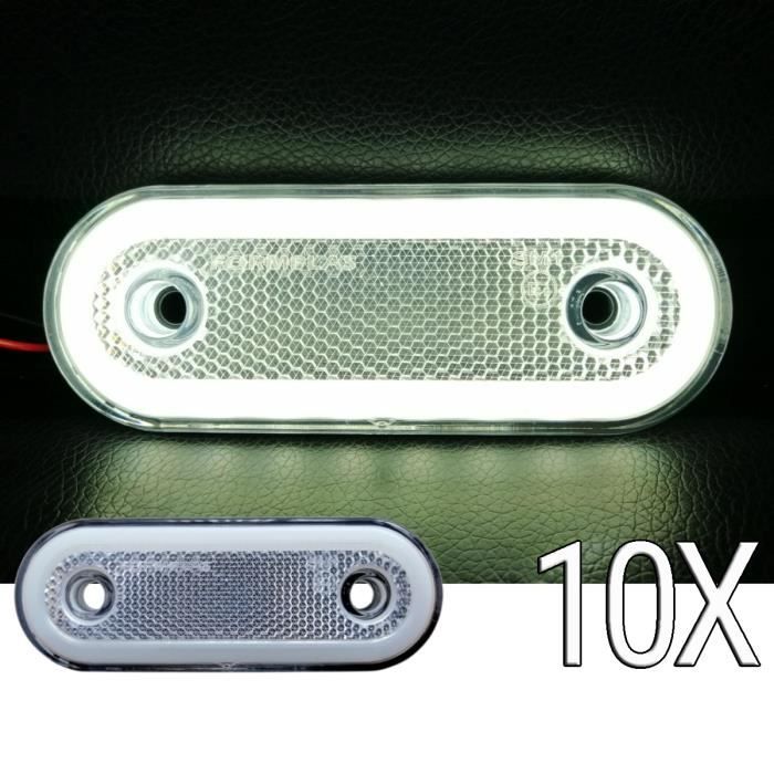 Lot de 10 Feux De Position Avant 12-24V 110/44mm Neon Led Blanc Feux Perimetrals