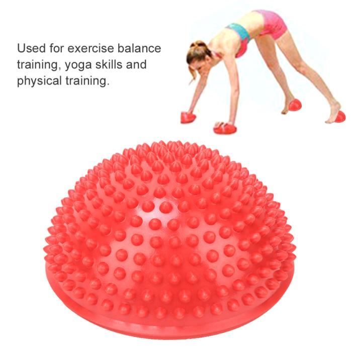 Boules de massage des pieds PVC Durian Soulagement du stress Yoga Massager Demi-cercle Boules Relaxation musculaire (rouge)