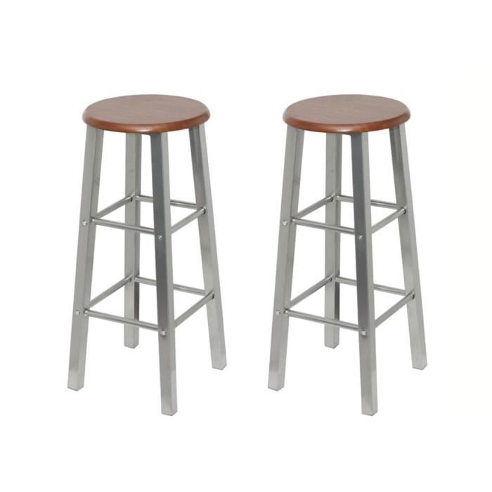 Cen Tabouret de bar 2 pcs Métal avec siège en MDF