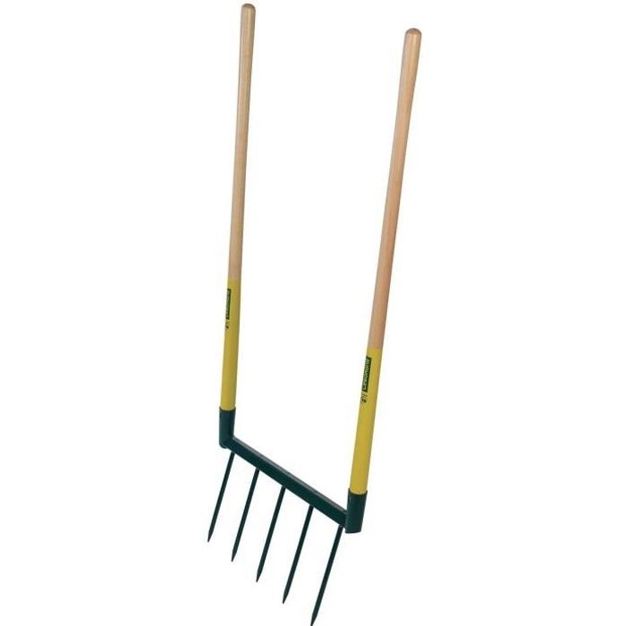 Leborgne Grelinette 5 dents Biogrif NaturOvert, Écologique et ergonomique, Dents interchangeables, Idéal pour le potager, Acier trem
