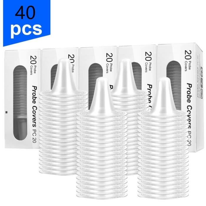 40 pcs Embouts pour Tout Thermomètre jetables,Couvre-thermomètre auriculaire Filtres pour lentilles, Capuchons de Recharge
