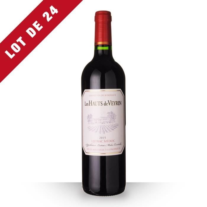 Lot de 24 - Les Hauts de Veyrin 2015 AOC Listrac-Médoc - 24x75cl - Vin Rouge