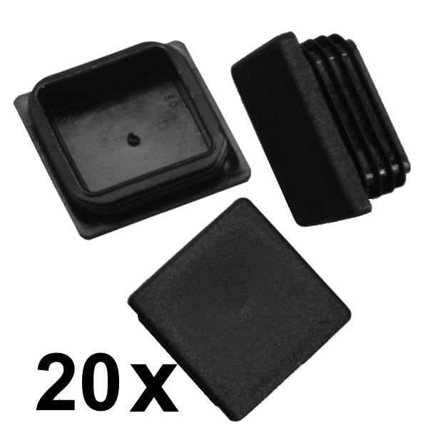 20 x bouchons de trous tube carré bouchons 35 x 35 mm (extérieur) brancher SCHWARZ