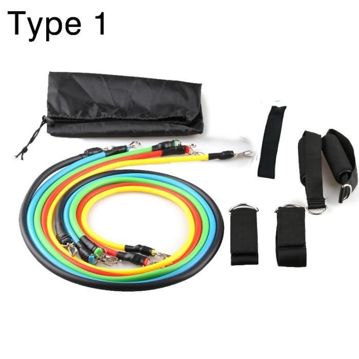 Bandes de résistance 11 en 1 Latex 100LB Pilates Yoga Crossfit Fitness force Tubes tirer la corde - Modèle: Type 1 - HSJSTLDA02245