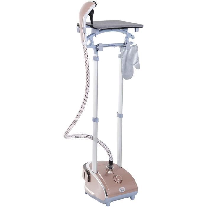 Défroisseur à vêtements 1800 W planche à repasser intégrée réservoir d'eau 2,4 L tige telescopique gant + cintre fournis coloris cha