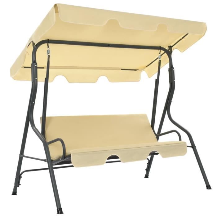 Elégant Balancelle de jardin Haut de gamme - Meubles d’extérieur de jardin Balancelle confort Blanc crème 170 x 110 x 153 cm ®LSHKLJ