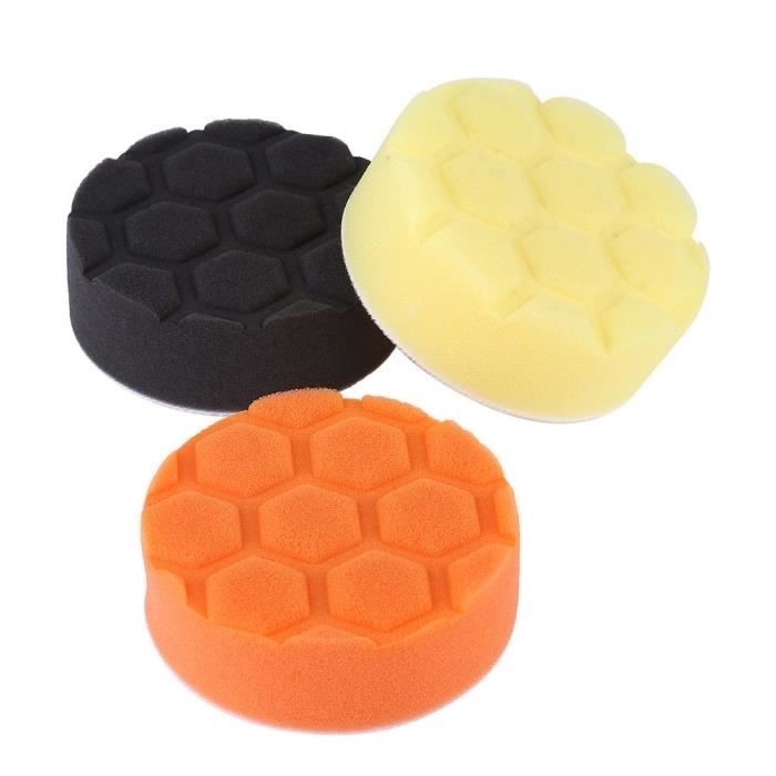 3x 5 pouces (125mm) éponge polissage polissage kit de tampon de cire pour polisseur de voiture orange noir jaune -NIM