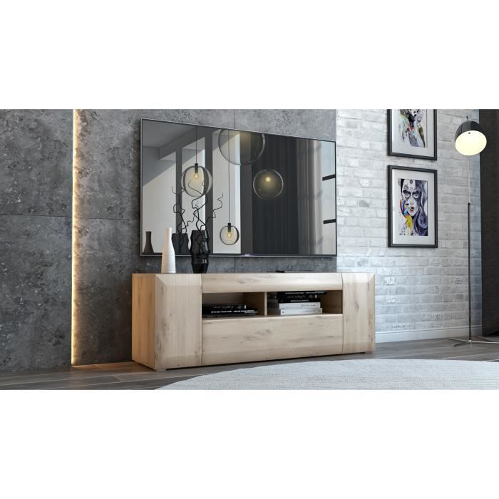 e-Com Meuble TV Milan - 140 cm - Artisan Chêne