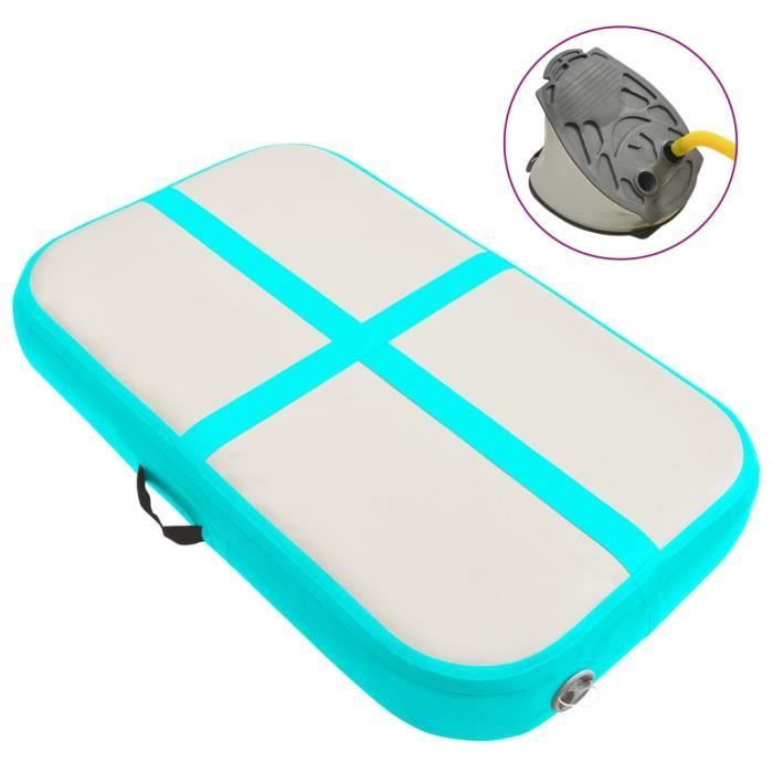 Top confort - TAPIS DE GYM gonflable - TAPIS DE YOGA - avec pompe 60x100x15 cm PVC Vert FLY37349
