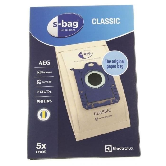 SACHET DE SACS E 200 S-BAG(X5) POUR ASPIRATEUR ELECTROLUX - BVMPIECES