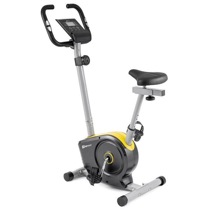HOP-SPORT Vélo d’appartement HS-2050H Sonic – Roue d’inertie de 7kg- Max 120 KG - Vélo dimensions compactes - Réglable (Jaune)