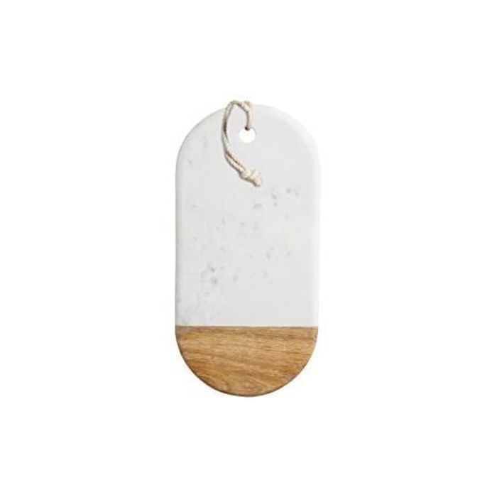 Kitchen Craft MCWW34 Plaque de Service Master Class 33,5x16,5x1,5cm, Bois de Mango et marbre, Blanc et Brun, 28 x 28 x 18 cm