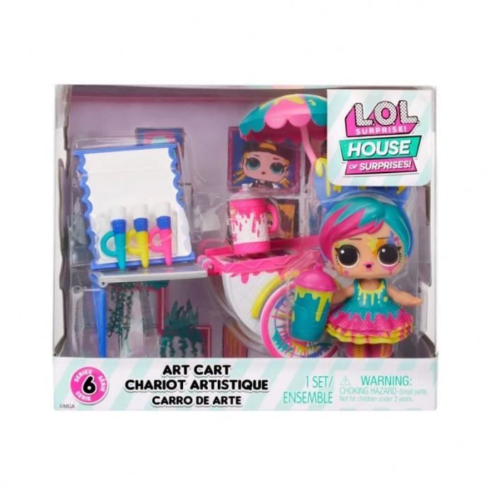 L.O.L. Surprise! LOL Surprise OMG House of Surprises - Chariot Artistique - avec 1 poupée Splatters de 7,6 cm et 8