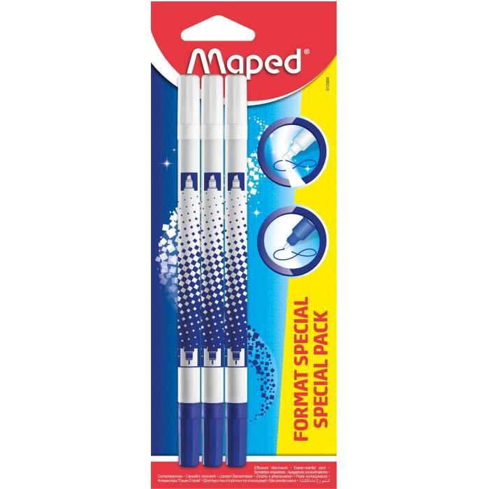 MAPED - Lot de 6 stylos effaceurs pour encre bleue - 2 gratuits