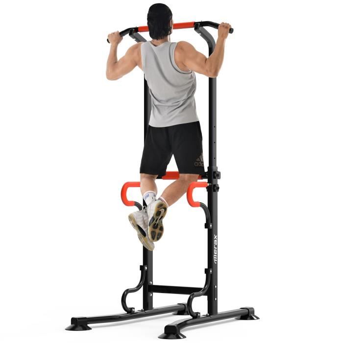 Barre de Traction Station de Musculation pour Musculation à Domicile Multifonction Dip Fitness Hauteur Réglable 170 cm à 220 cm Noir