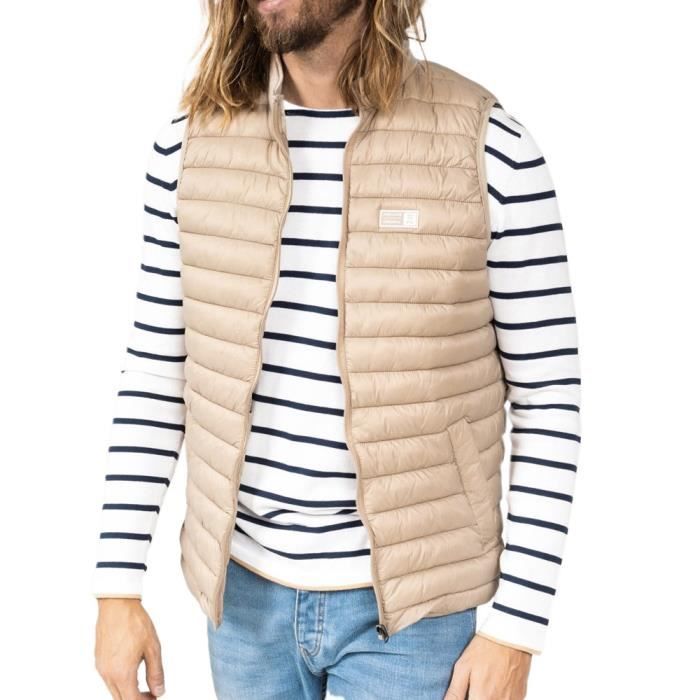 Doudoune Sans Manche Beige Homme Deeluxe Marshy