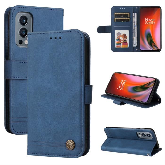 Etui Pour OnePlus Nord 2 5G 6.43- Housse de bleu Motif Cuir Pochette protection SMS1