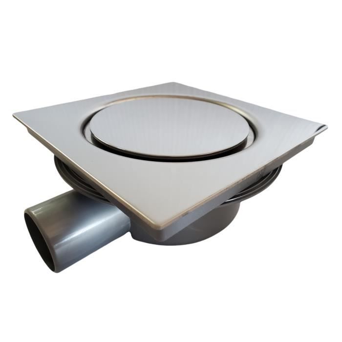 Bonde horizontale / Siphon de douche / Sol en Inox 15x15 cm