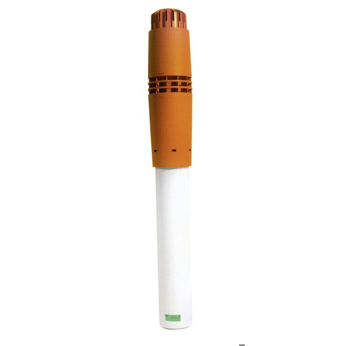 Ubbink Terminal vertical anti-glace Rolux Condensation PPTL PVC diamètre 80 125 longueur 1150mm Gaz Fioul Ocre Réf 184402