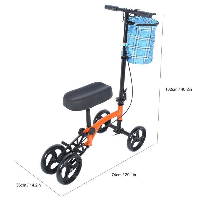Déambulateur Léger Pliable, Déambulateur Pliant de 4 Roues, Marcheur de Genou, Rollator Walker à Genoux, Genou Scooter avec VGEBY10