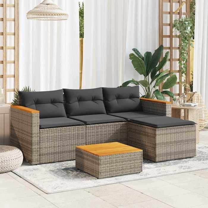 vidaXL Salon de Jardin avec Coussins 3 pcs Canapés de Patio Ensemble de Meubles Mobilier de Terrasse Extérieur Gris 365827