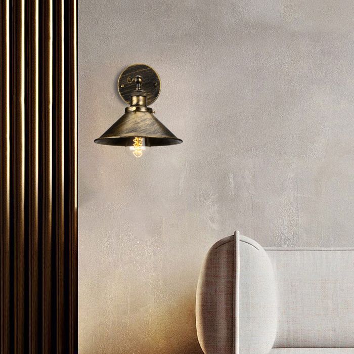 SNOGOLD Applique Murale Industrielle Vintage Lampe Murale Forme de Parapluie Ø22cm en Métal Bronze E27 Luminaire pour Salon