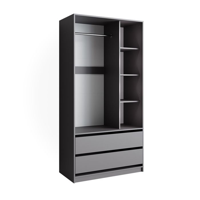 Armoire à vêtements Elmo 100x200cm avec 2 tiroirs Anthracite Vicco 49516