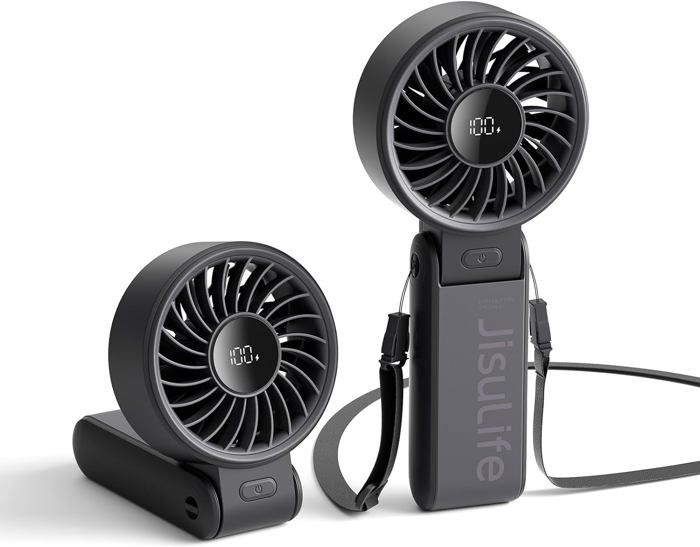 Ventilateur portatif Life72024 Ventilateur portable puissant avec écran LED [195 heures de refroidissement maximum] 5 000 mAh pl - Aveki