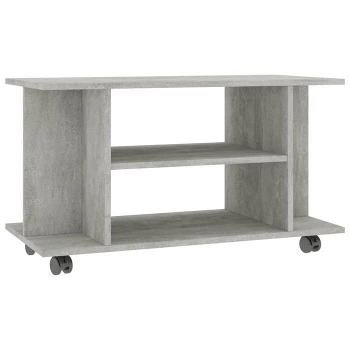 Meuble TV - et roulettes gris béton 80x40x45 cm - Bois dingénierie LL19013