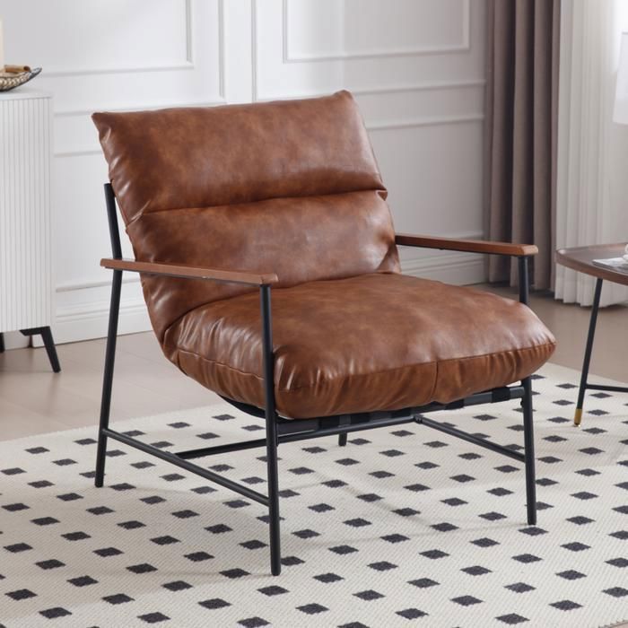 Fauteuil Confortable En Simili Cuir PU - Noir 80x81x64 Cm - Yaheetech - Neuf à Assembler