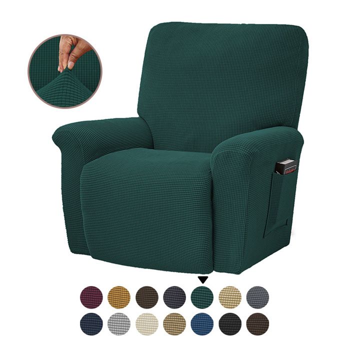 Housses de Fauteuils Relax 1 Places Jacquard à carreaux Extensible Housse pour Canapé Relax vert foncé