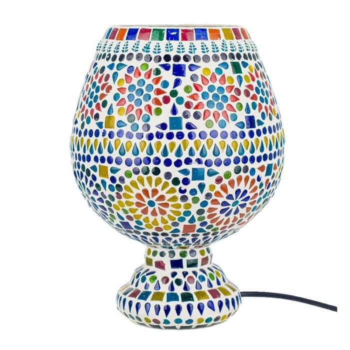 Lampe - Décoration - Mosaïque Ronde - Verre - 27cm - Multicolore