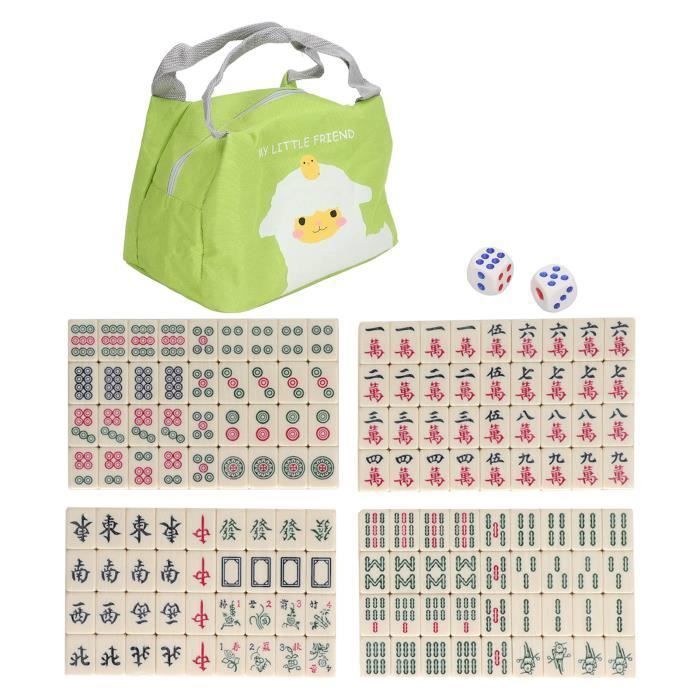 WaiDXn Mahjong Grand jeu de mahjong chinois professionnel avec étui de transport Pro complet (doré, 38