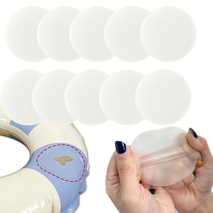 Kit Réparation 10 Patches PVC Auto-adhésifs - Pour Piscine Gonflable, Spa, Bouée, Matelas - 7x7cm